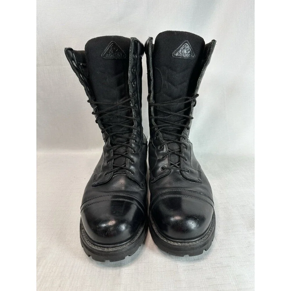 ROCKY #2093 Trooper Military Combat Boot Black Leather Nylon Soft Cap Toe Sz 14